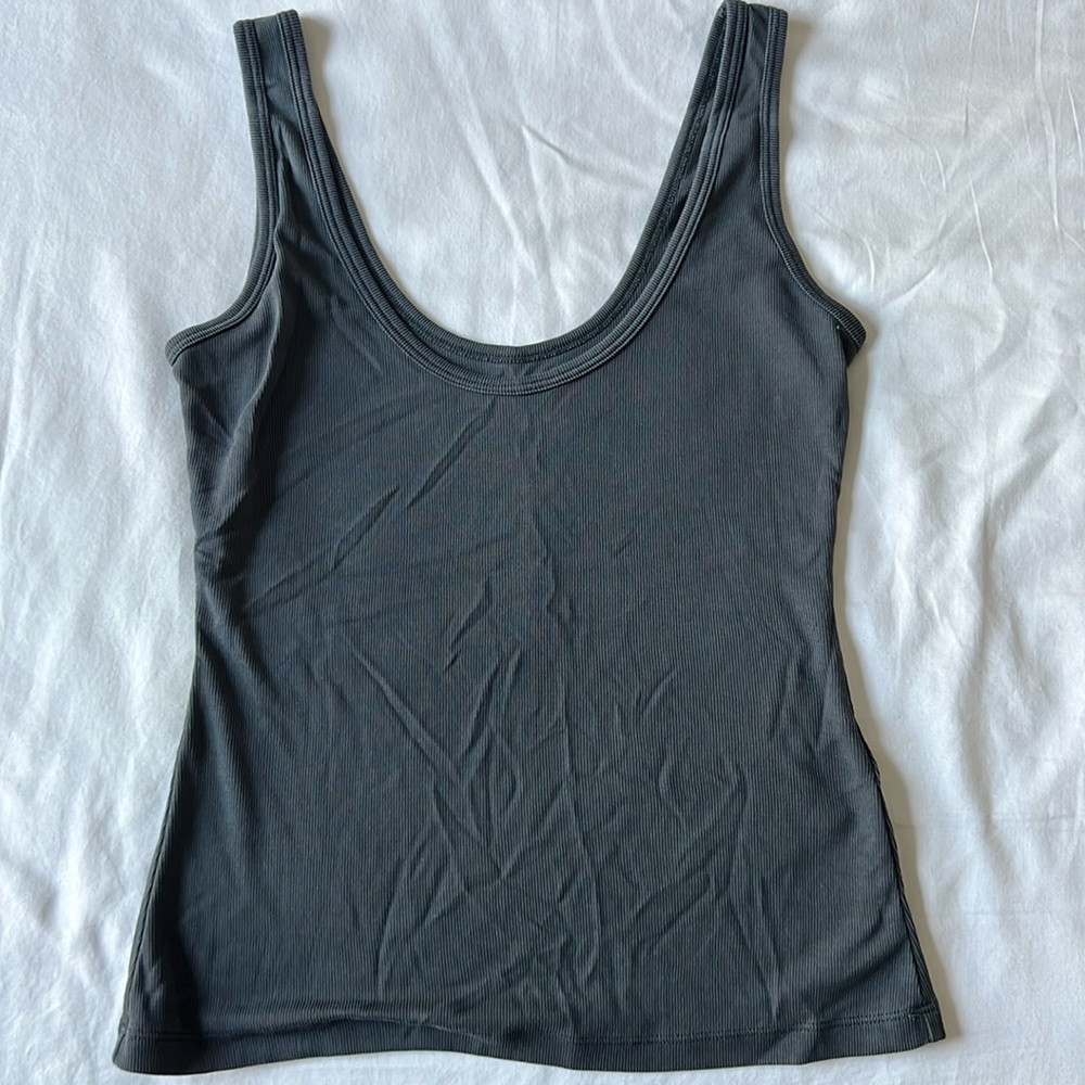 Abercrombie- Grey Scoopneck Tank